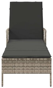 Espreguiçadeira Cinza claro Rattan PE 157 x 55 x 92 cm Dobrável