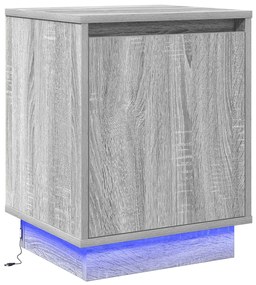 Cômoda de Cabeceira com Luzes LED Cinza Sonoma 39x34,5x50 cm