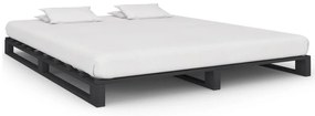 285254 vidaXL Estrutura de cama em paletes pinho maciço 200x200 cm cinzento