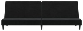 Sofá-cama de 2 lugares veludo preto