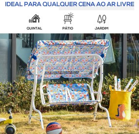 Outsunny Baloiço de Jardim Infantil de 2 Lugares com Toldo Ajustável e