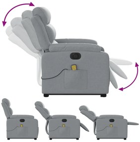 Poltrona elétrica reclinável massagens tecido cinzento-claro