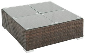 7 pcs conjunto lounge jardim c/ almofadões vime PE castanho