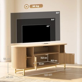 Móvel de TV, 140 x 40 x 55 cm, Tomadas Integradas, Cor Carvalho
