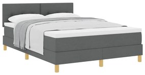 Cama Box Spring com Colchão Cinza Escuro 140x190 cm Tecido