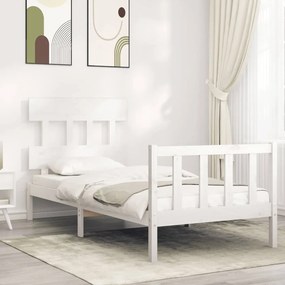 vidaXL Estrutura cama de solteiro c/ cabeceira madeira maciça branco