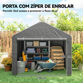 Abrigo de Jardim para Bicicletas com Estrutura de Metal Galvanizado Porta com Fecho Impermeável Anti-UV 2,4x2x2 m Cinzento