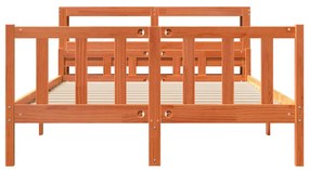 Estrutura cama c/ cabeceira 160x200cm pinho maciço castanho-mel