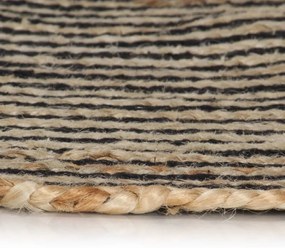 Tapete artesanal em juta com design em espiral preto 150 cm