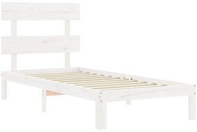 Cama sem colchão 90x200 cm madeira de pinho maciça branco