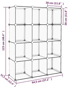Organizador de arrumação com 12 cubos PP preto