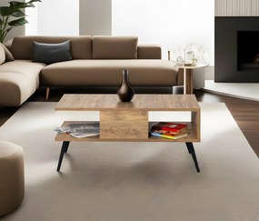 Mesa de Centro Bukle – Pinho Atlântico e Preto – 90x40x50 cm