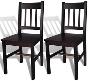 Cadeiras de jantar 2 pcs madeira de pinho castanho-escuro