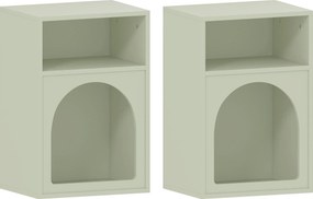HOMCOM Mesa de Cabeceira Estreita com 2 Compartimentos Abertos e Design em Arco 40x30x60 cm Verde-Claro | Aosom Portugal