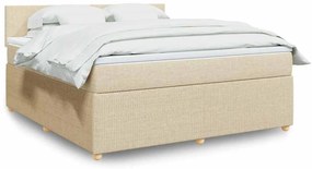 vidaXL Cama com molas/colchão 180x200 cm tecido cor creme