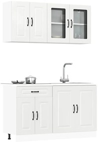 4 peças armário de cozinha conjunto Kalmar branco brilhante