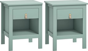 HOMCOM Lote de 2 Mesas de Cabeceira com Gaveta e Compartimento Aberto 45x40x55 cm Verde | Aosom Portugal