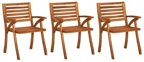 Cadeiras de jantar jardim c/ almofadões 3 pcs acácia maciça
