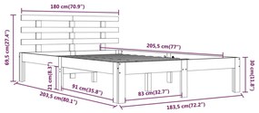 Estrutura de cama super king pinho maciço 180x200 cm branco