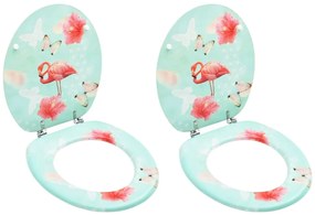 Assentos sanita com tampas 2 pcs MDF design flamingo