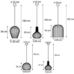 Set de 5 candeeiros suspensos design dourado - WIRES Design