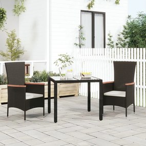 Cadeiras de jardim com almofadões 2 pcs vime PE preto