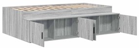 Estrutura de Cama com Armazenamento Cinza Sonoma 75x190 cm