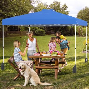 Tenda Pop up 3 x 3 m jardim, eventos, feiras com 1 Parede Lateral, com Bolsa com Rodas, 4 Sacos de Areia Azul