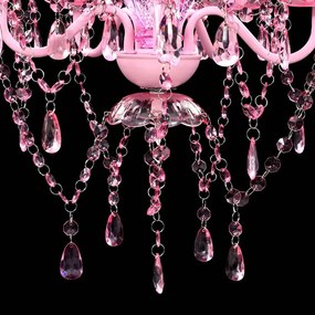 Lustre rosa com 5 bulbos