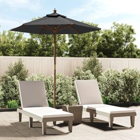 vidaXL Guarda-sol de jardim com poste de madeira 196x231 cm antracite