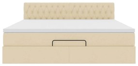 Estrutura de cama otomana com colchão tecido creme 160x200cm