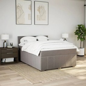 Cama com molas/colchão 140x200 cm tecido castanho-acinzentado