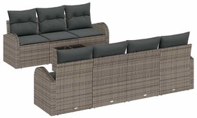 Conjunto de Sofá de 8 Peças de Jardim com Almofadas Cinza de Rattan PE