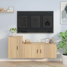 vidaXL 2pcs conjunto móveis de TV derivados de madeira carvalho sonoma