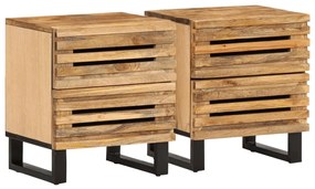 vidaXL Mesas de cabeceira 2 pcs 40x34x46 cm mangueira áspera maciça