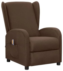 vidaXL Poltrona de massagens reclinável tecido castanho
