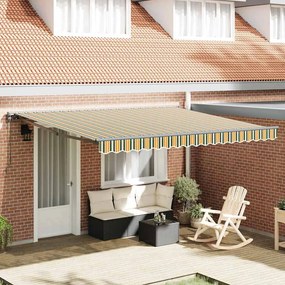vidaXL Toldo Retrátil Automático com LED Verde e Branco 400x350 cm