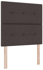 Cama Box Spring com Colchão &amp; Banco Marrom Escuro 90x200 cm Tecido