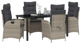Conjunto de Jantar de Jardim com 5 Peças e Almofadas Cinza Claro de Po
