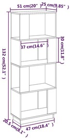 Estante/divisória 51x25x132 cm pinho maciço castanho mel