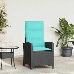 vidaXL Cadeira de jardim reclinável com mesa de apoio vime PE preto