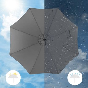 Guarda-sol Ø 270 cm com inclinação e proteção solar até UPF 50+ cinzento
