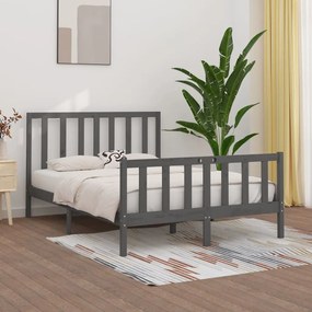 vidaXL Estrutura de cama king 150x200 cm madeira maciça cinza
