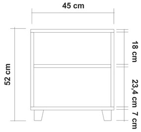 Mesa de Cabeceira Leva Alfa – Pinho Atlântico – 45 cm x 52 cm x 40 cm