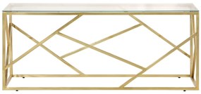 Mesa de centro aço inoxidável e vidro temperado dourado