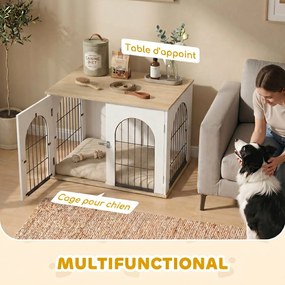 Gaiola para cães, móvel 80 x 56 x 59 cm, gaiola interior para cães em forma de arco com porta dupla, que também serve como mesa auxiliar, em metal, br
