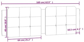 Almofadão de cabeceira 160 cm couro artificial castanho