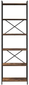Estante Carvalho fumado 60 x 30 x 188 cm MDF e Aço