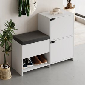 Sapateira Prag – Nogueira e Branco – 60x111x35 cm