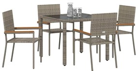 Conjunto de Jantar de Jardim de 5 Peças Cinza Vime Rattan